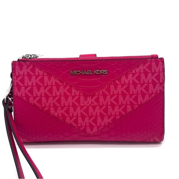 Michael Kors Double Zip Wallet Wristlet Electric Pink Multi (NWT) - Picture 5 of 9